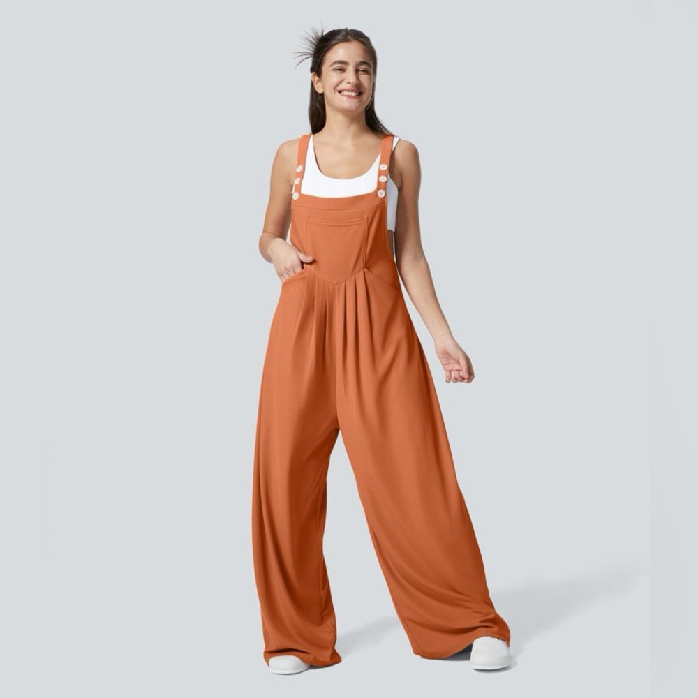 Halara Adjustable Strap Button Multiple Pockets Overalls MEDIUM- Orange - Picture 7 of 10